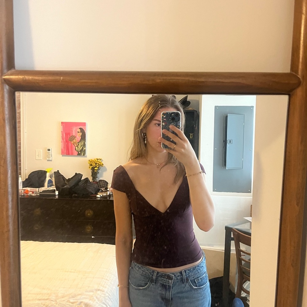 Free people v neck Plum Top